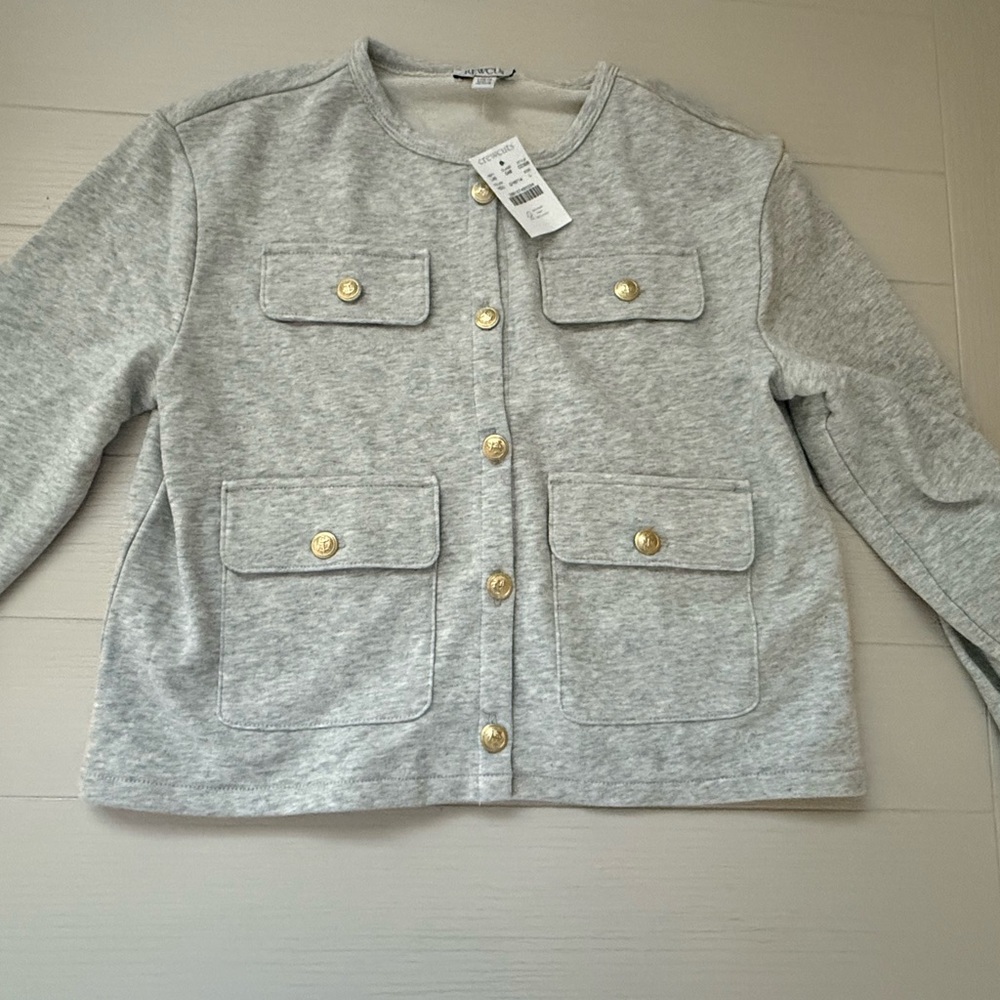 J. Crew Kids Gray Sweater with Gold Buttons